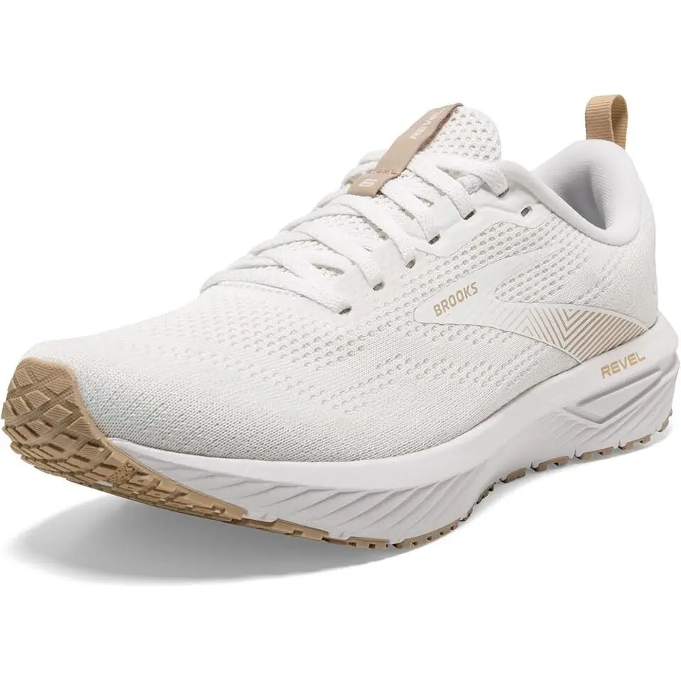 Brooks D3675 Men`s White/khaki Revel 6 Running Shoes Size US 7 M - White
