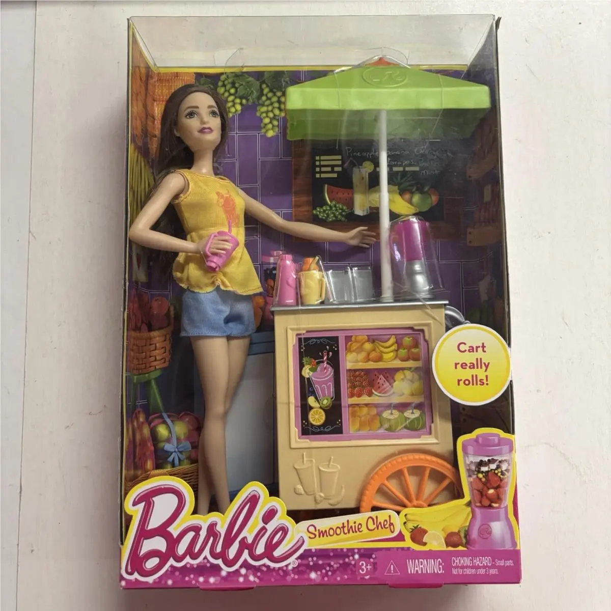 Barbie Mattel Careers Smoothie Chef Playset with Brunette Doll Juice Cart