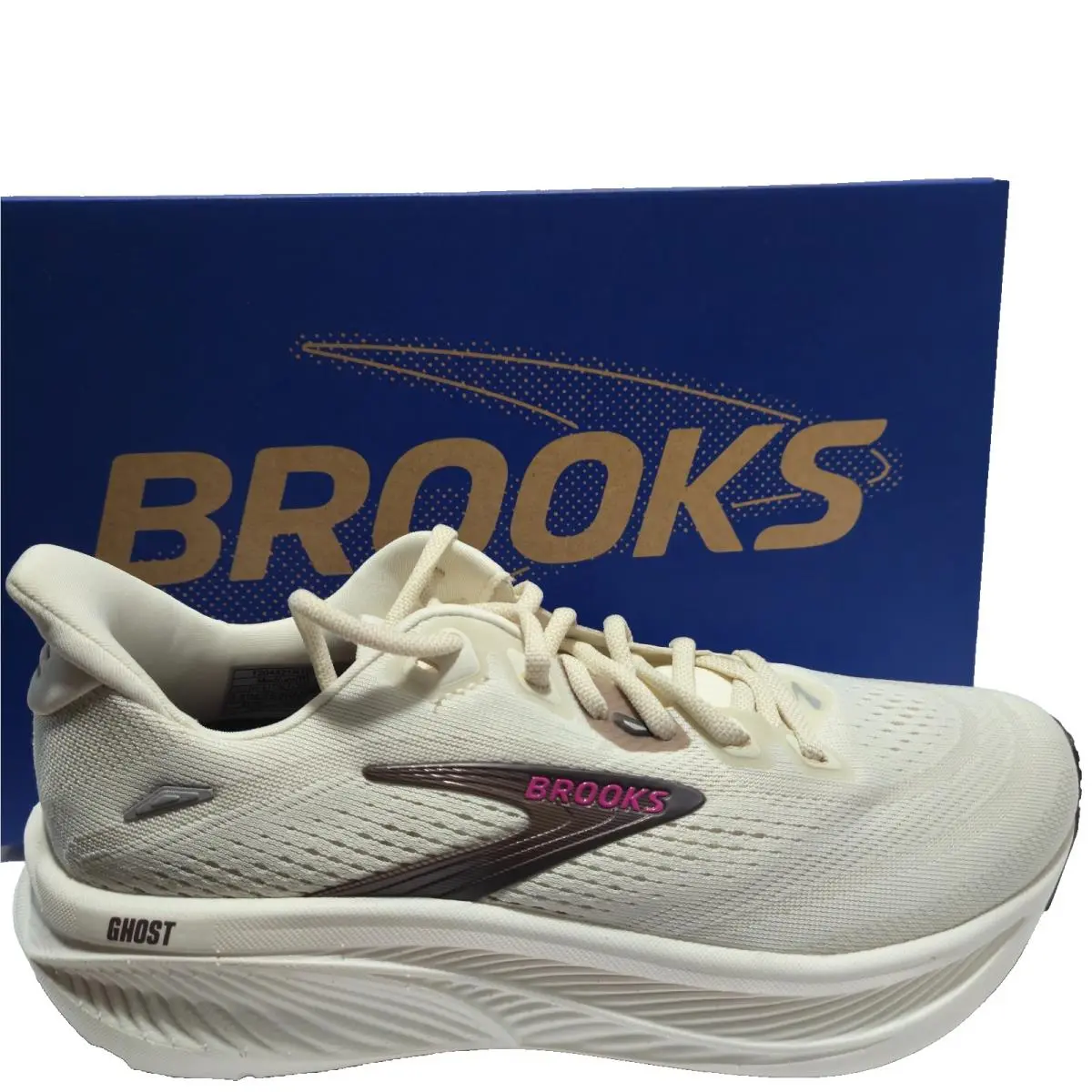 Brooks Women`s Ghost 18 Running Shoes Sneakers Coconut Coffee Fuchsia Size 7.5 B