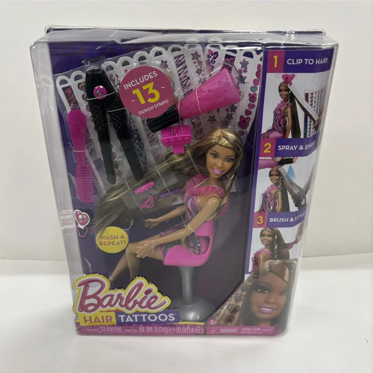 2013 Barbie Hair Tattoos Doll by Mattel Mib African American AA