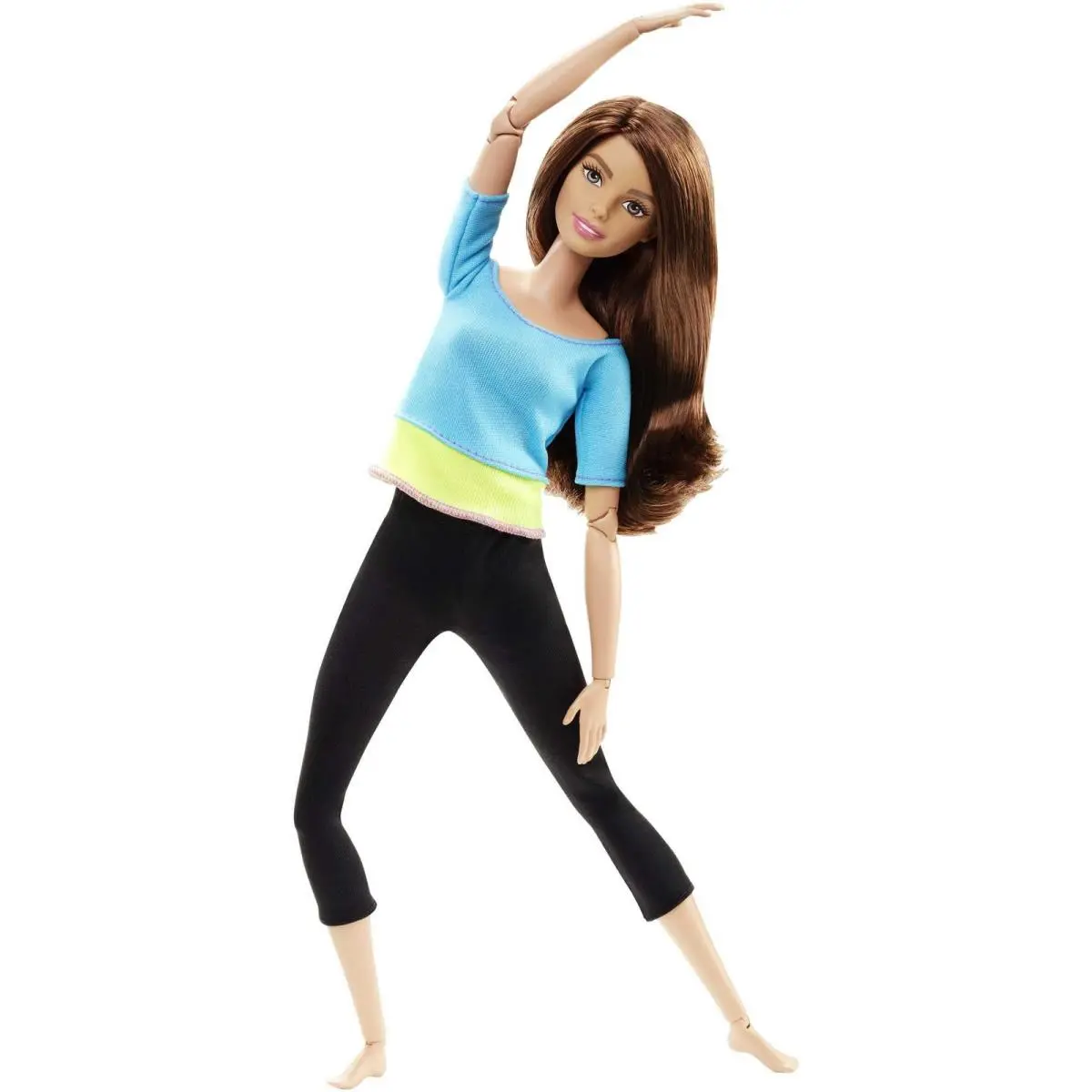 Barbie Made to Move Fashion Doll with Brown Hair Wearing Blue Color-blocked Top