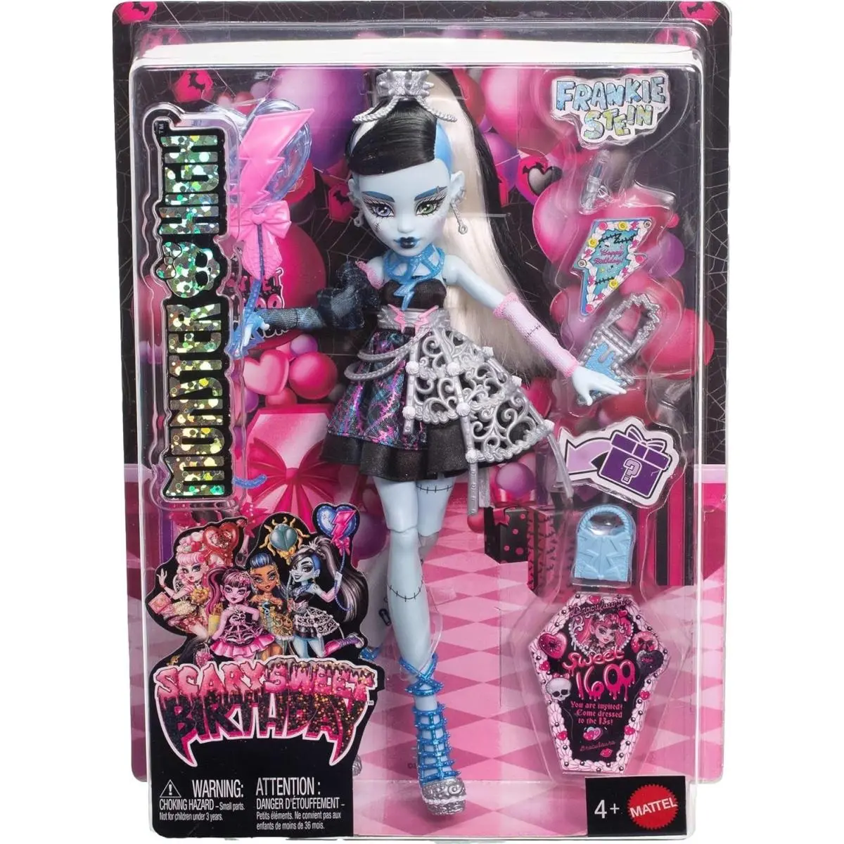 Monster High Scary Sweet Birthday Doll Frankie Stein in Black Party Dress 2025