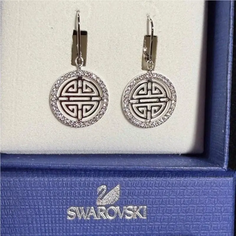 Swarovski Crystal Leverback Earrings 1124685 Silver Tone Luminous
