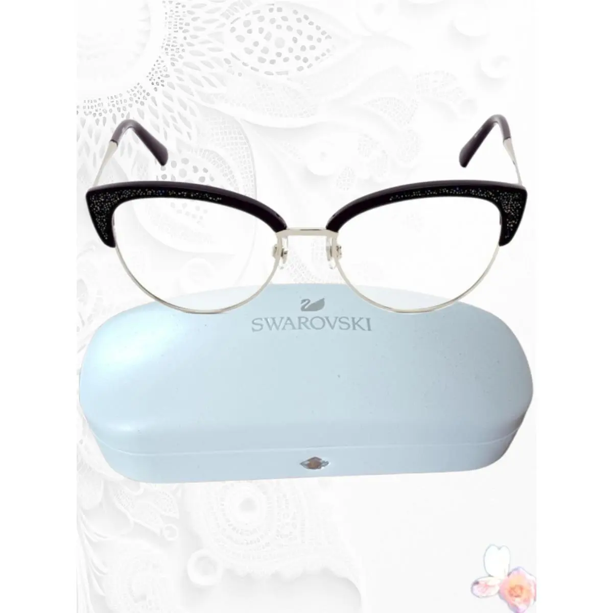 Swarovski SK5363 081 Crystal Cat-eye Glasses Purple/silver 3-2.9