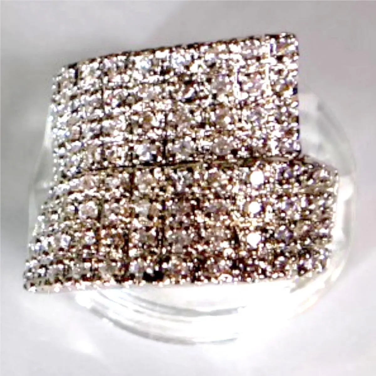 Swarovski Crystal Pave Wide Band Ring Sterling Silver Overlay Size 8