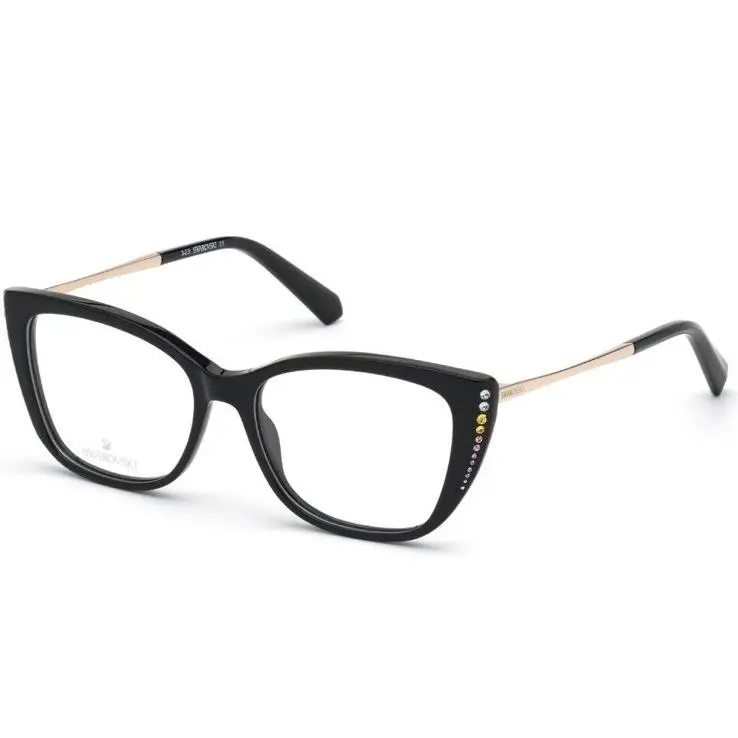 Swarovski SK 5366 001 Black Cat Eye Plastic Optical Eyeglasses Frame 52-15-140