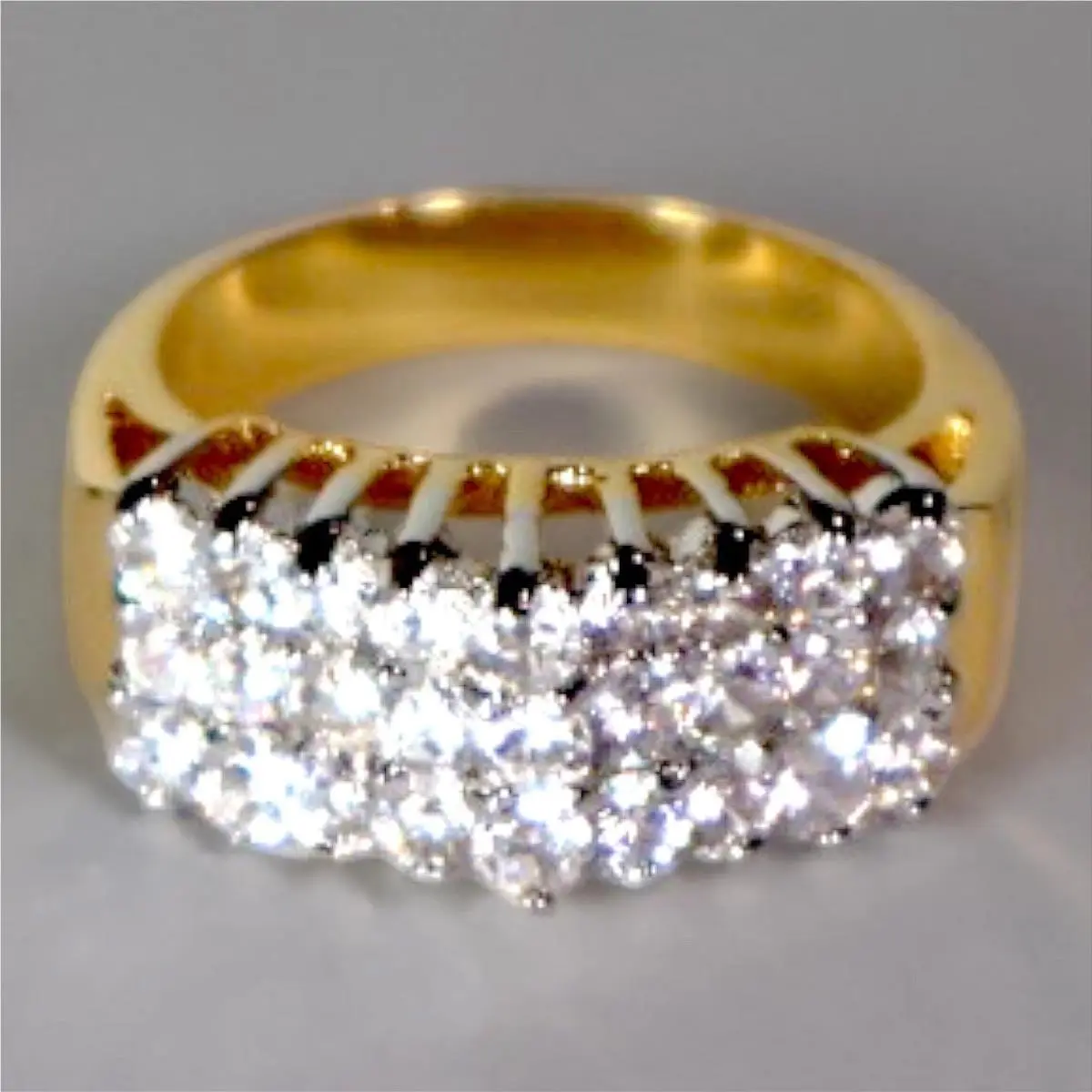 Swarovski Crystal Ring 14k Gold Overlay Brass Cluster Statement Size 5