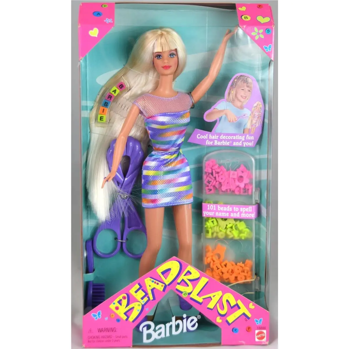 Bead Blast Barbie 1997 Blonde Hair Play Nrfb