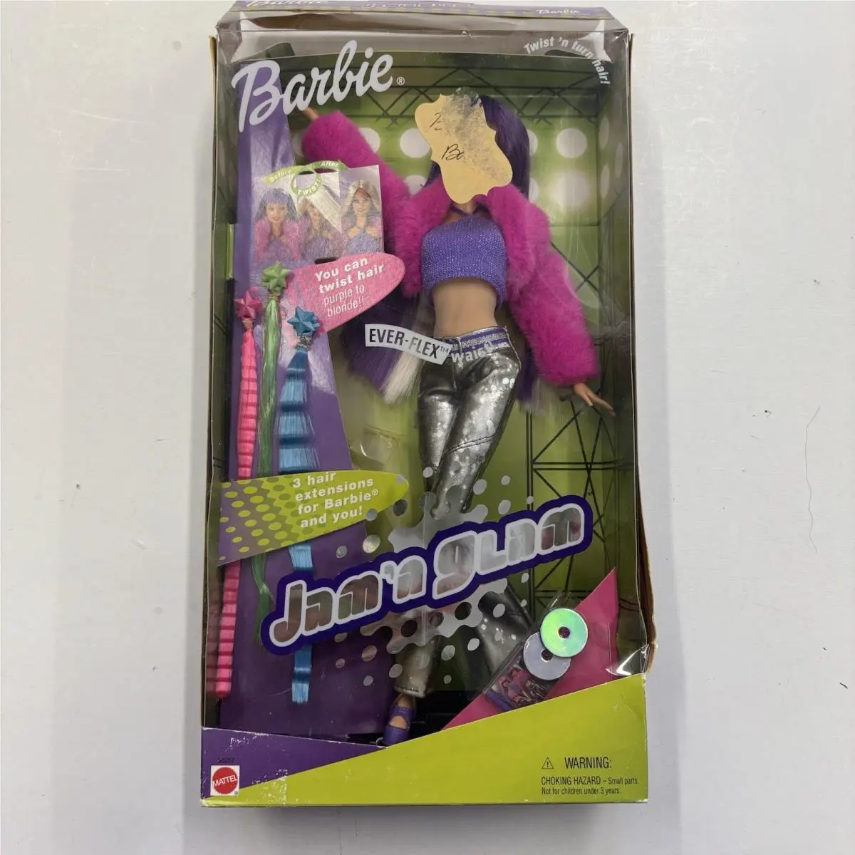 2000 Mattel Barbie Blonde and Purple Hair Jam and Glam Barbie Nrfb - Bendy Waist
