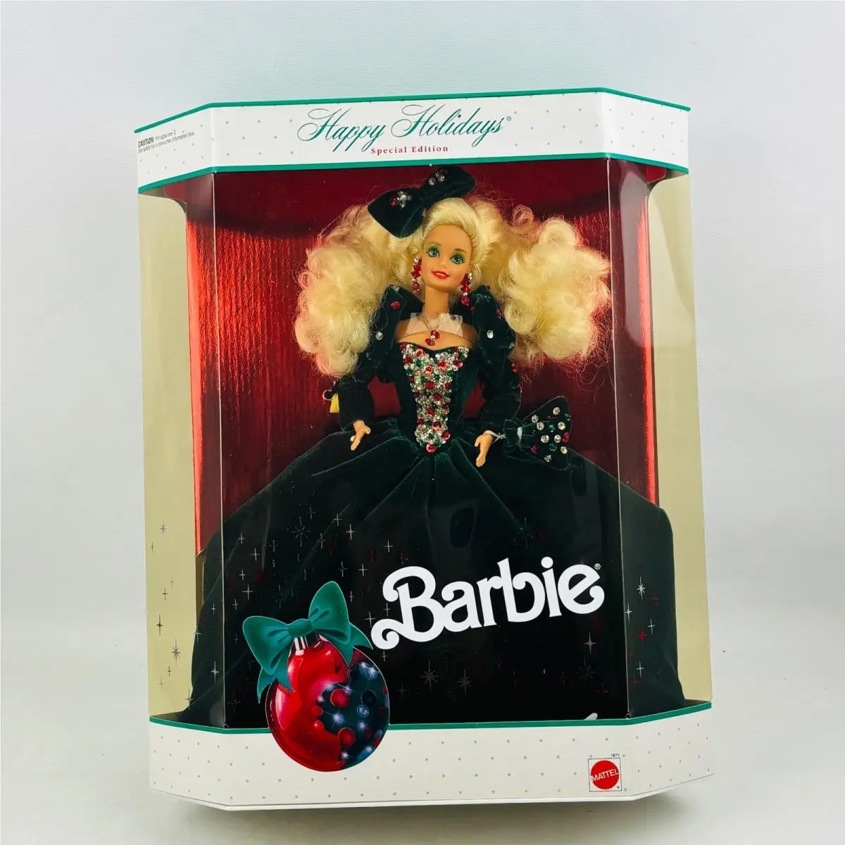 Happy Holidays Barbie Doll 1991 Green Velvet Special Edition Mattel 1871 Vintage