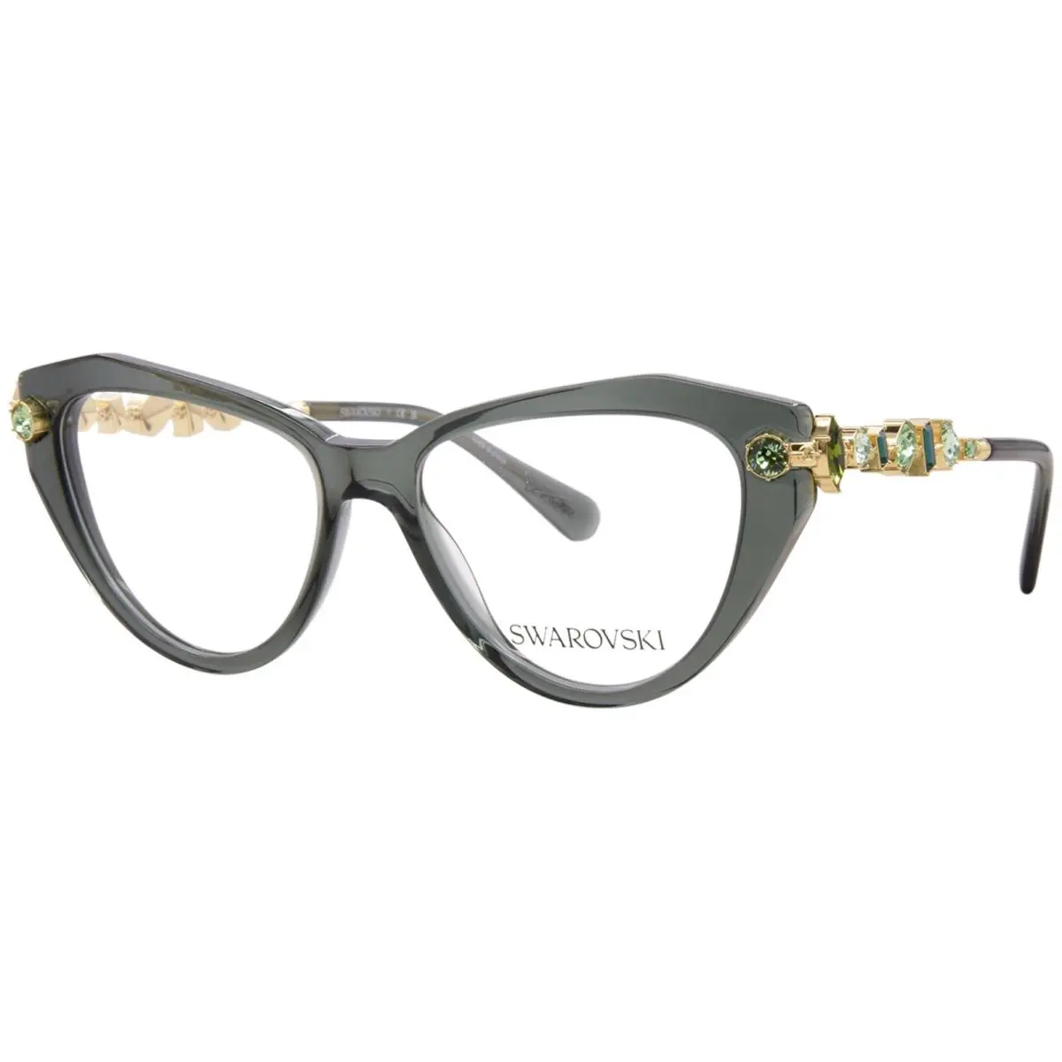 Swarovski SK2047 1043 Eyeglasses Women`s Transparent Green Full Rim Cat Eye 53mm