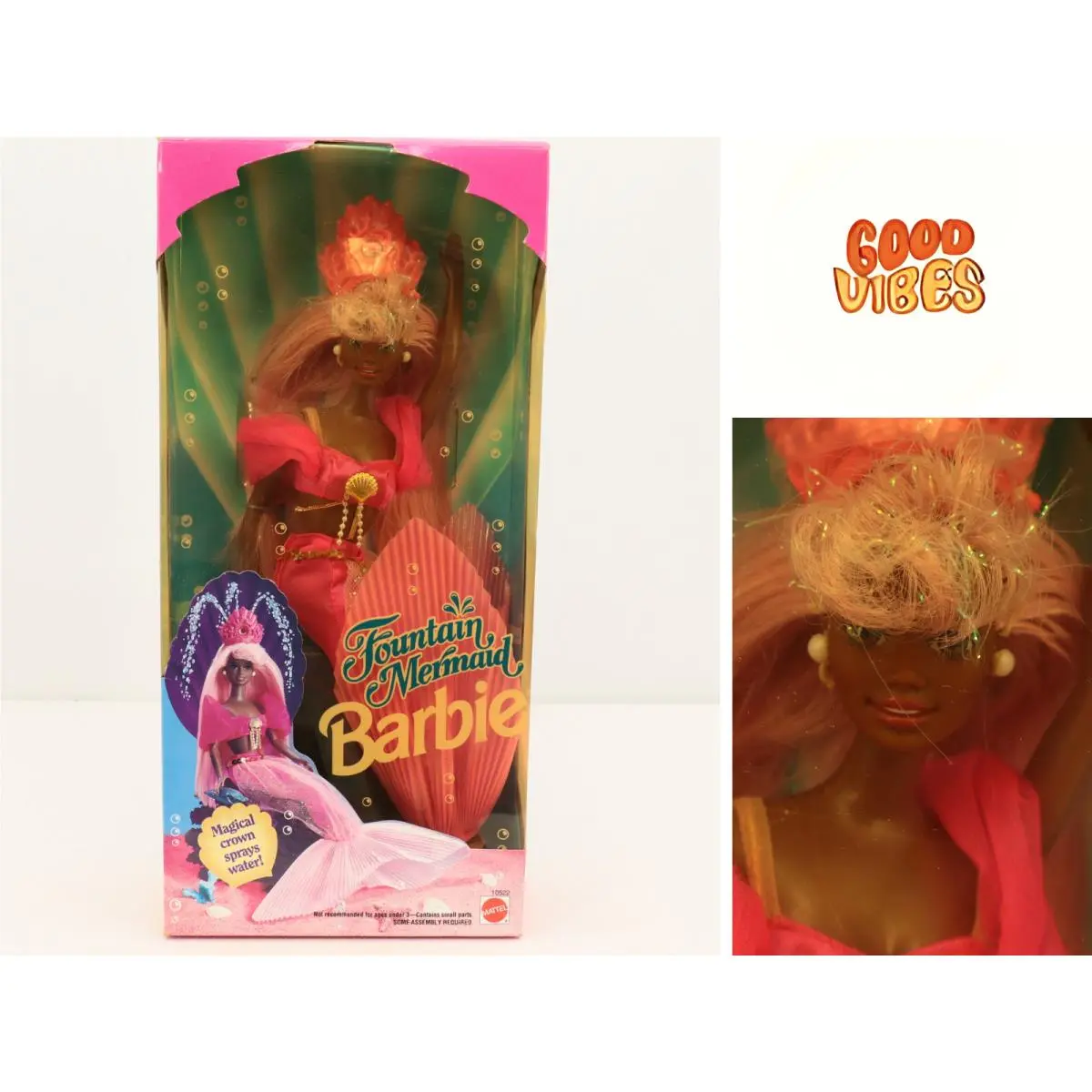 Vtg 1993 Mattel Fountain Mermaid Barbie African American 10522 Nrfb