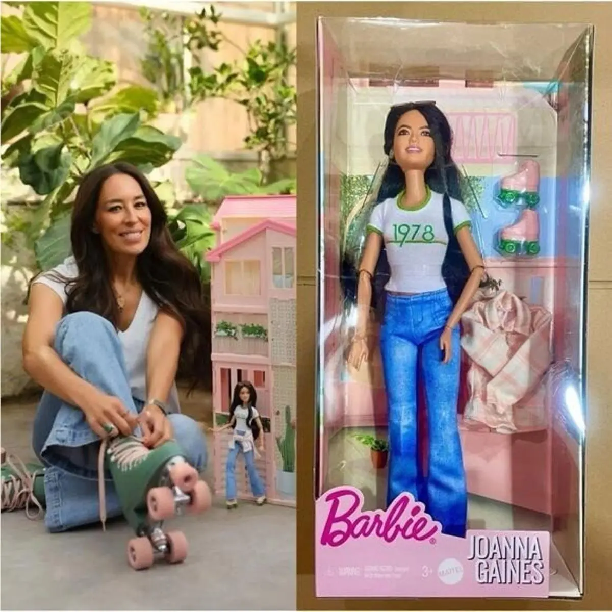 Nrfb Joanna Gaines Barbie Doll Roller Skates Flannel Hearth Hand Made to Move