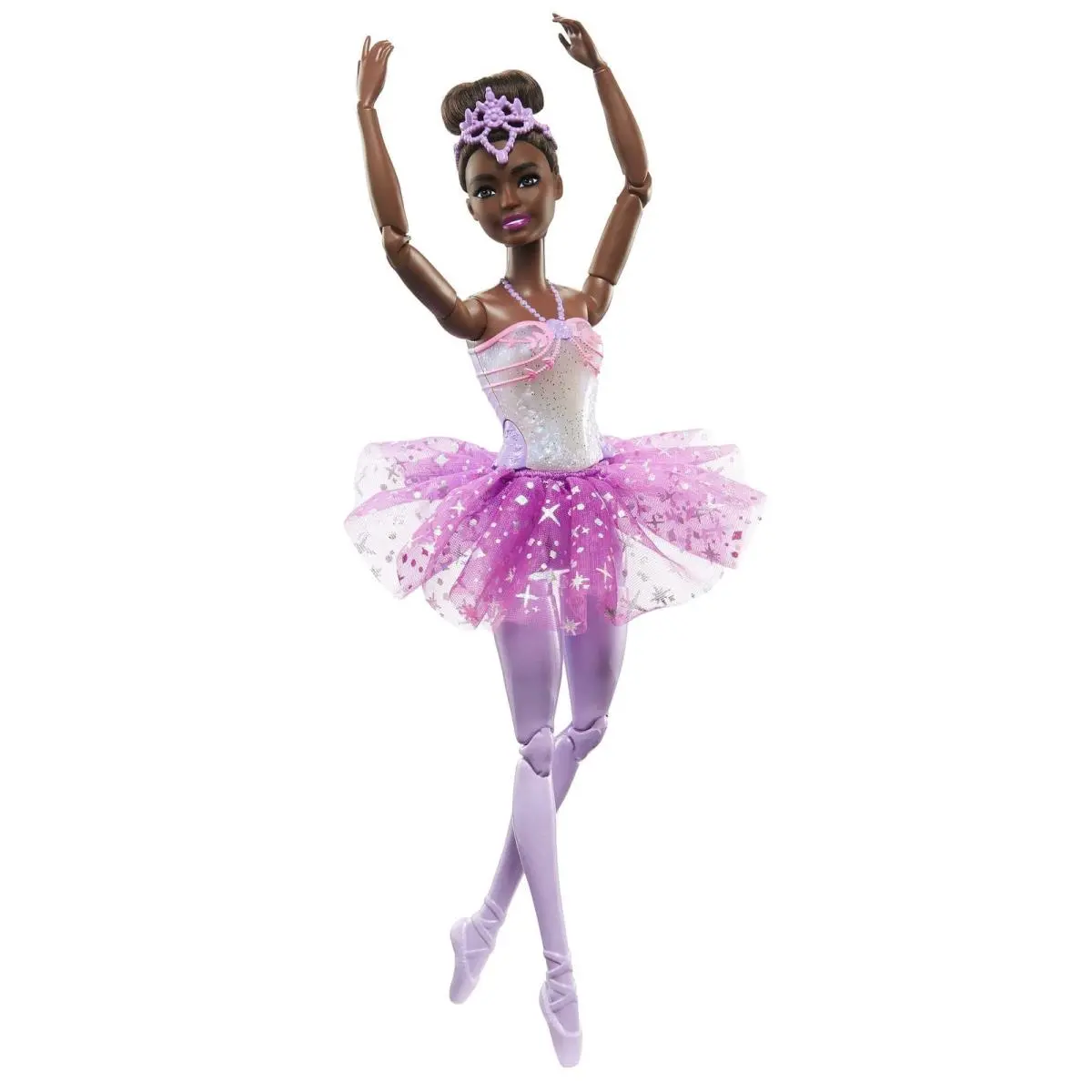 Barbie Ballerina Doll Light Up Sparkly Purple Tutu Articulated Poseable Toy