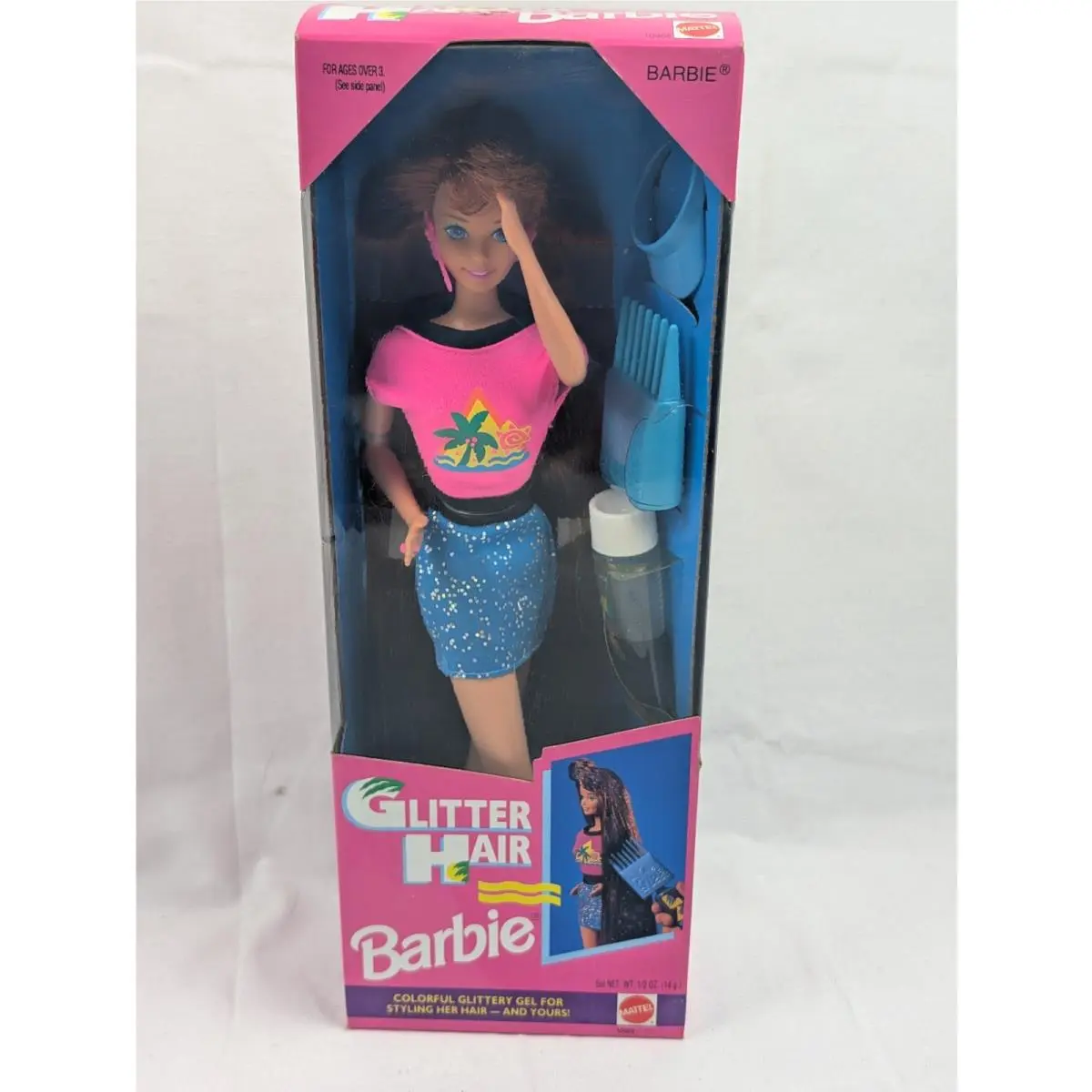 Vintage 1993 Glitter Hair Barbie Redhead Mattel 10968 Nrfb Glitter Gel Long Hair