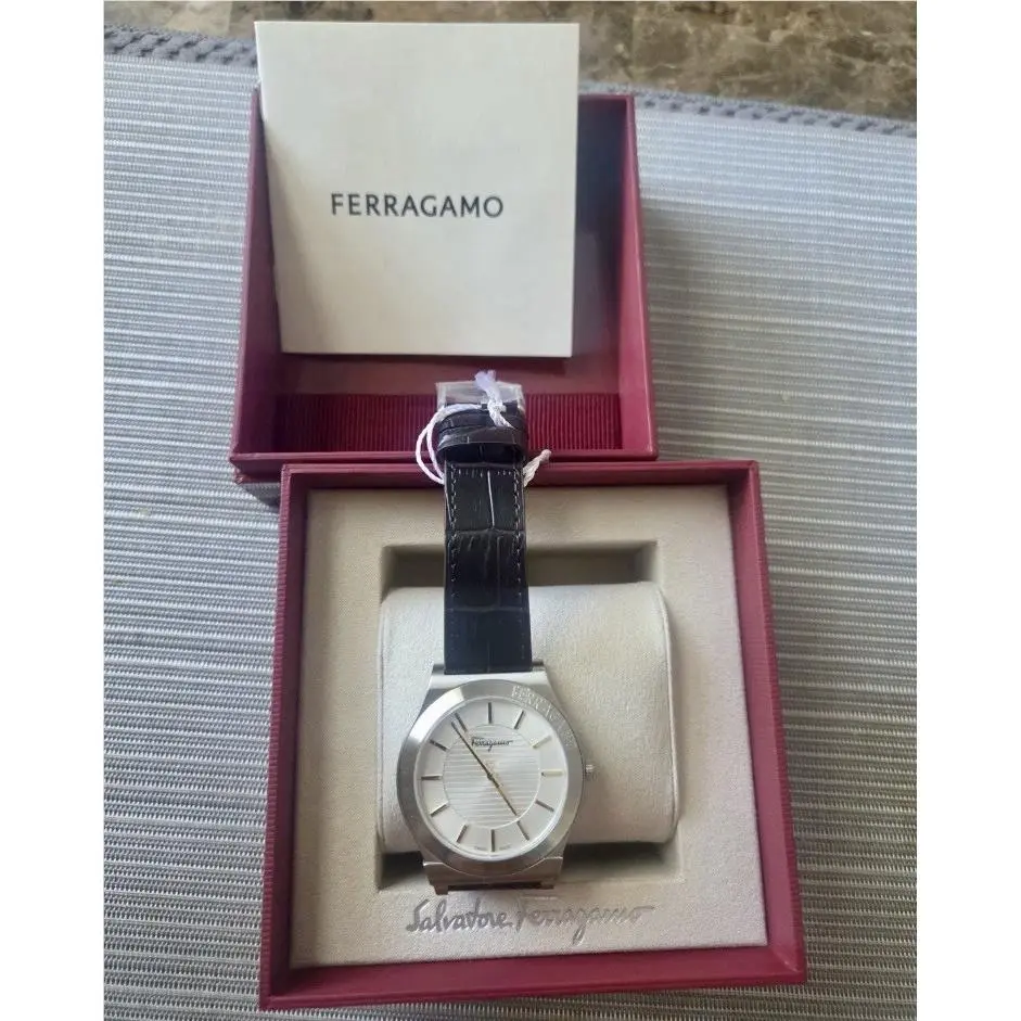 Salvatore Ferragamo Mens Silver Dial Slim Brown Leather Watch SF4L00425 1898
