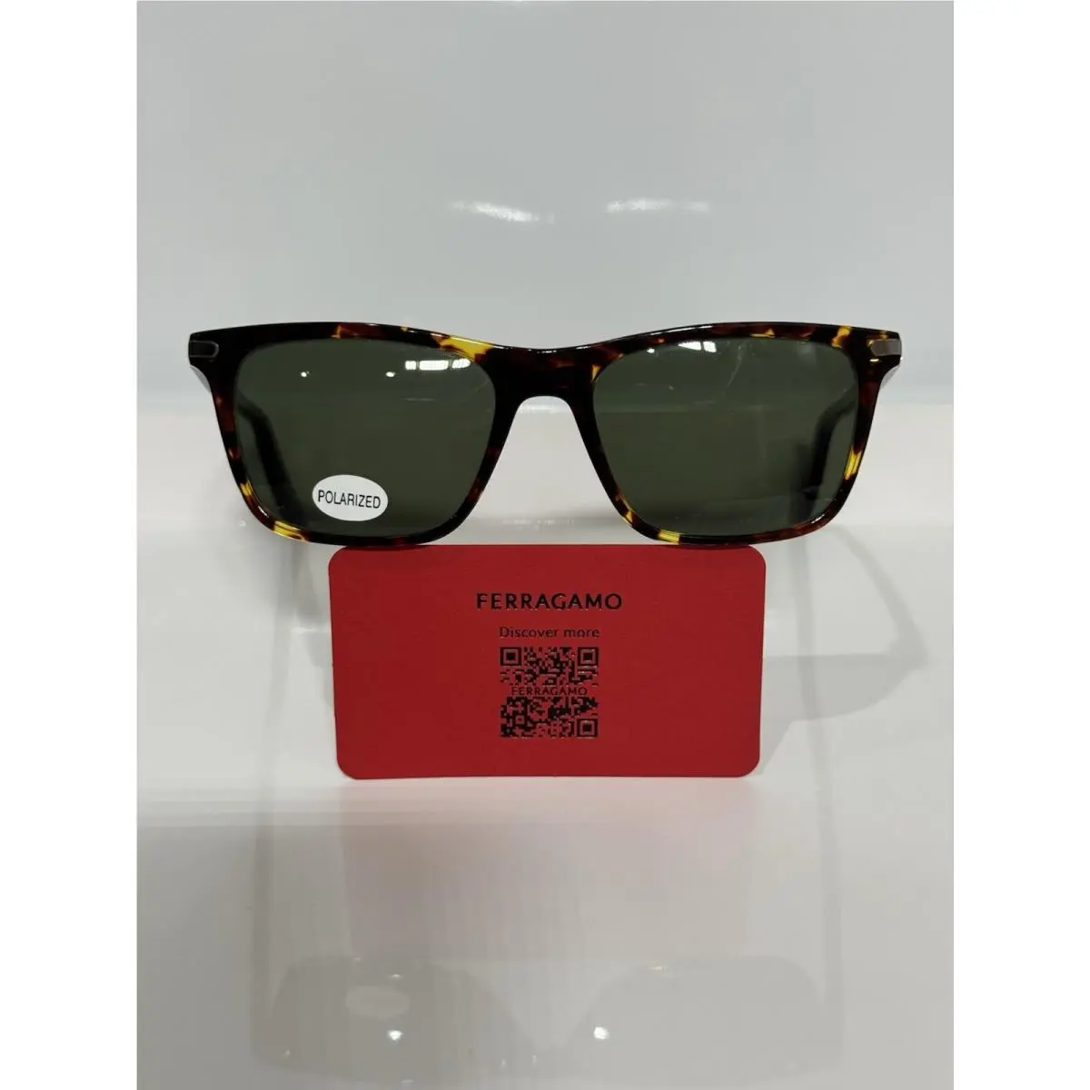 Salvatore Ferragamo Retro Tortoise Acetate Custom Polarized G15 Green Sunglasses