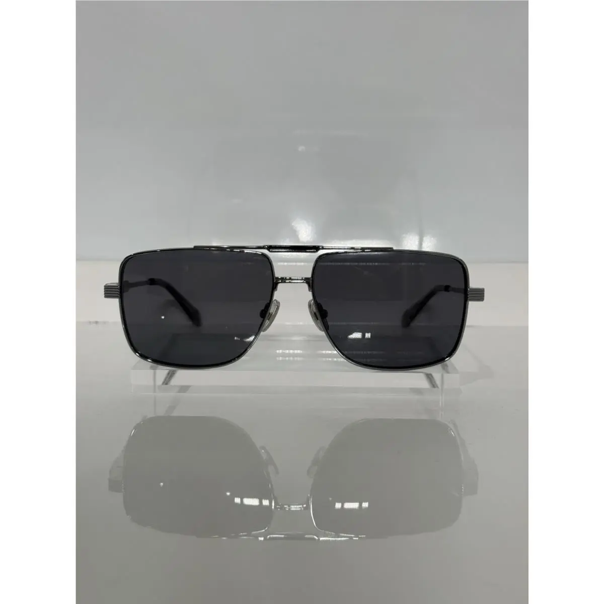 Ferragamo SF318SP Gunmetal Titanium Square Gray Polarized Sunglasses