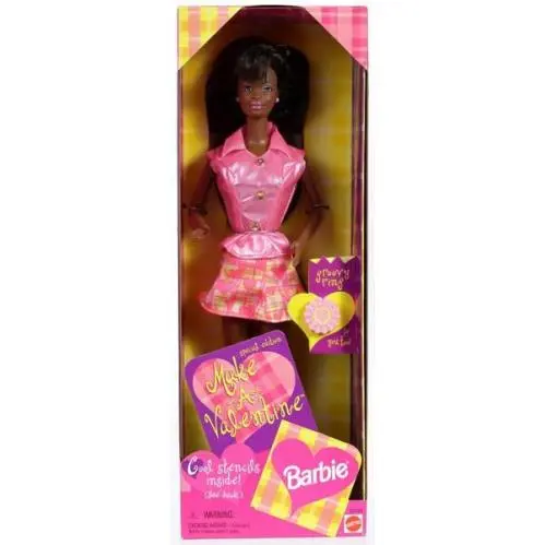 Make a Valentine Black Barbie Doll Special Edition - 20340 Nrfb 1998 by Mattel