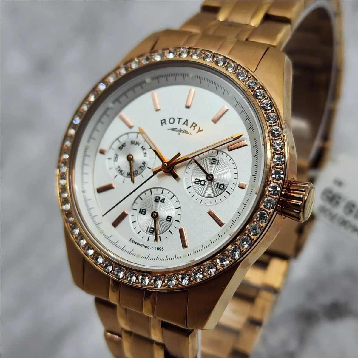 White Dial Rose Gold Ladies Watch LB00160/02S by Rotary