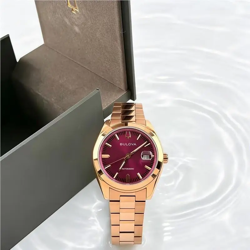 Surveyor 97B234 Men`s Automatic Watch Purple Dial Rose Gold-tone 39mm by Bulova