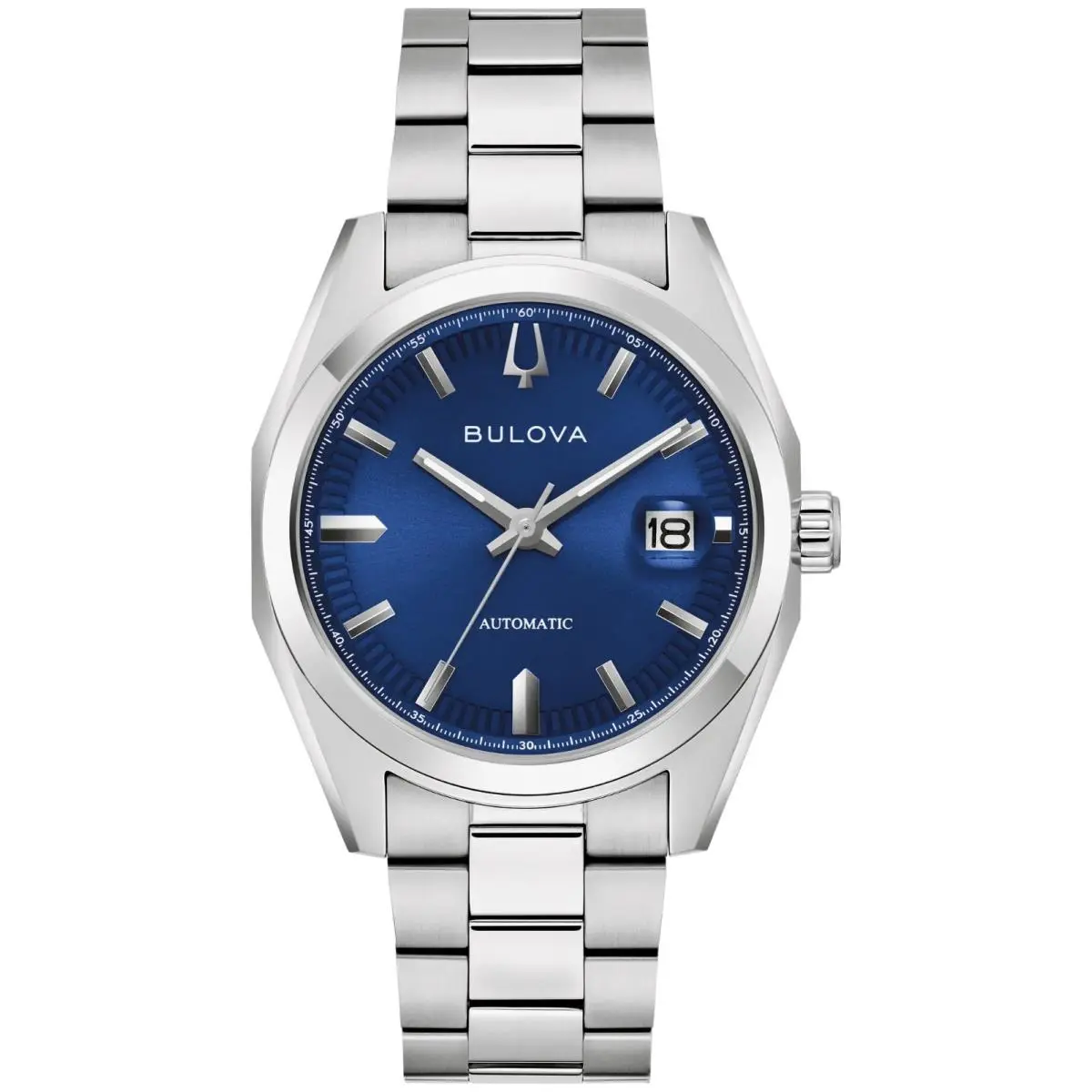 Bulova Surveyor Blue Dial Mens Automatic Watch 96B436 - Dial: Blue, Band: Silver