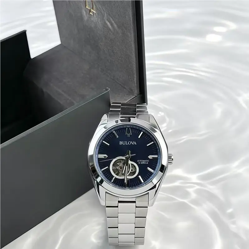 Bulova Surveyor 96A275 Automatic Men`s Watch Blue Dial Stainless Steel 42mm