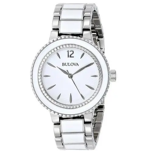 Women Watch White Ceramic and Stainless Steel Round White Dial 98L172 by Bulova