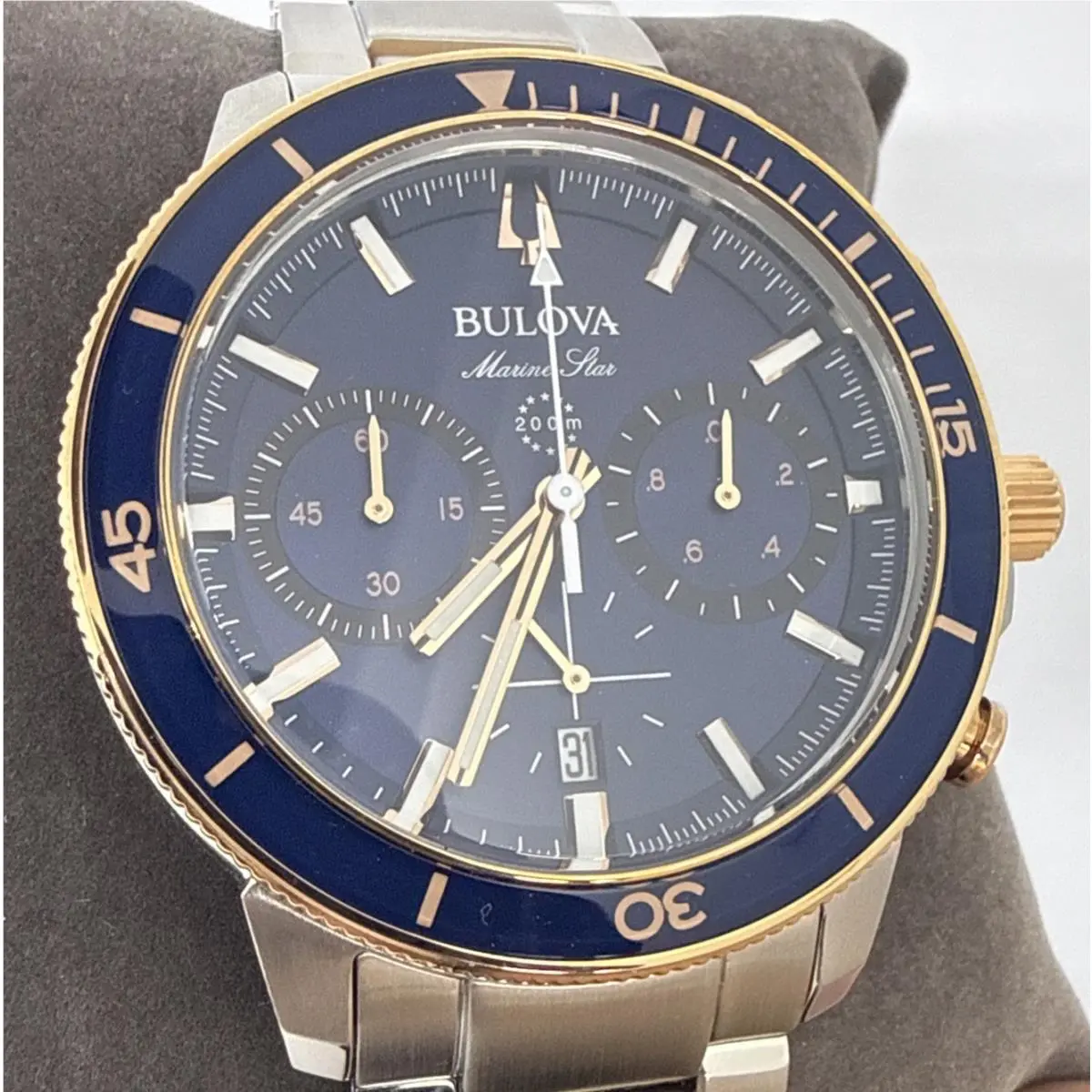 Marine Star 98B301 Chronograph Blue Dial Two Tone 45mm 200M Watch by Bulova