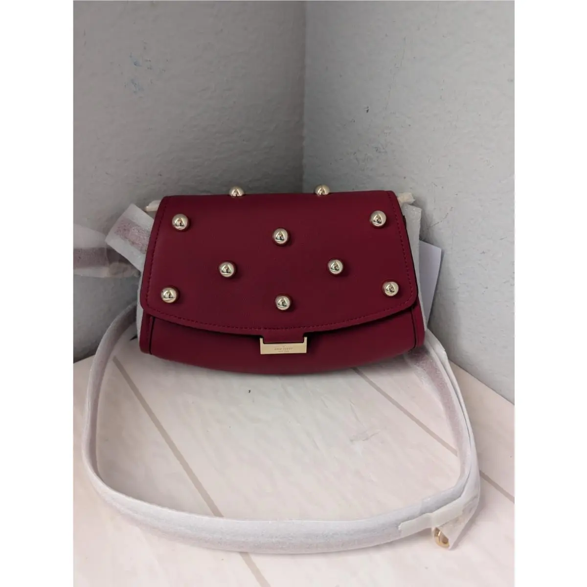 KP183 Ali Studded Mini Crossbody Shoulder Bag In Red Jam by Kate Spade