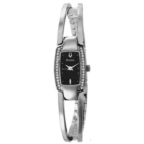 Crystals Women Watch Stainless Steel Black Dial 96T35 by Bulova
