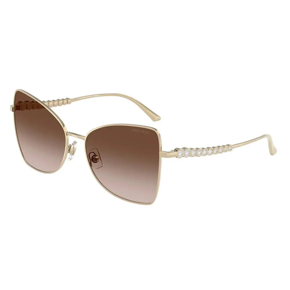 JC 4010B 300613 Pale Gold Metal Sunglasses Brown Gradient Lens by Jimmy Choo