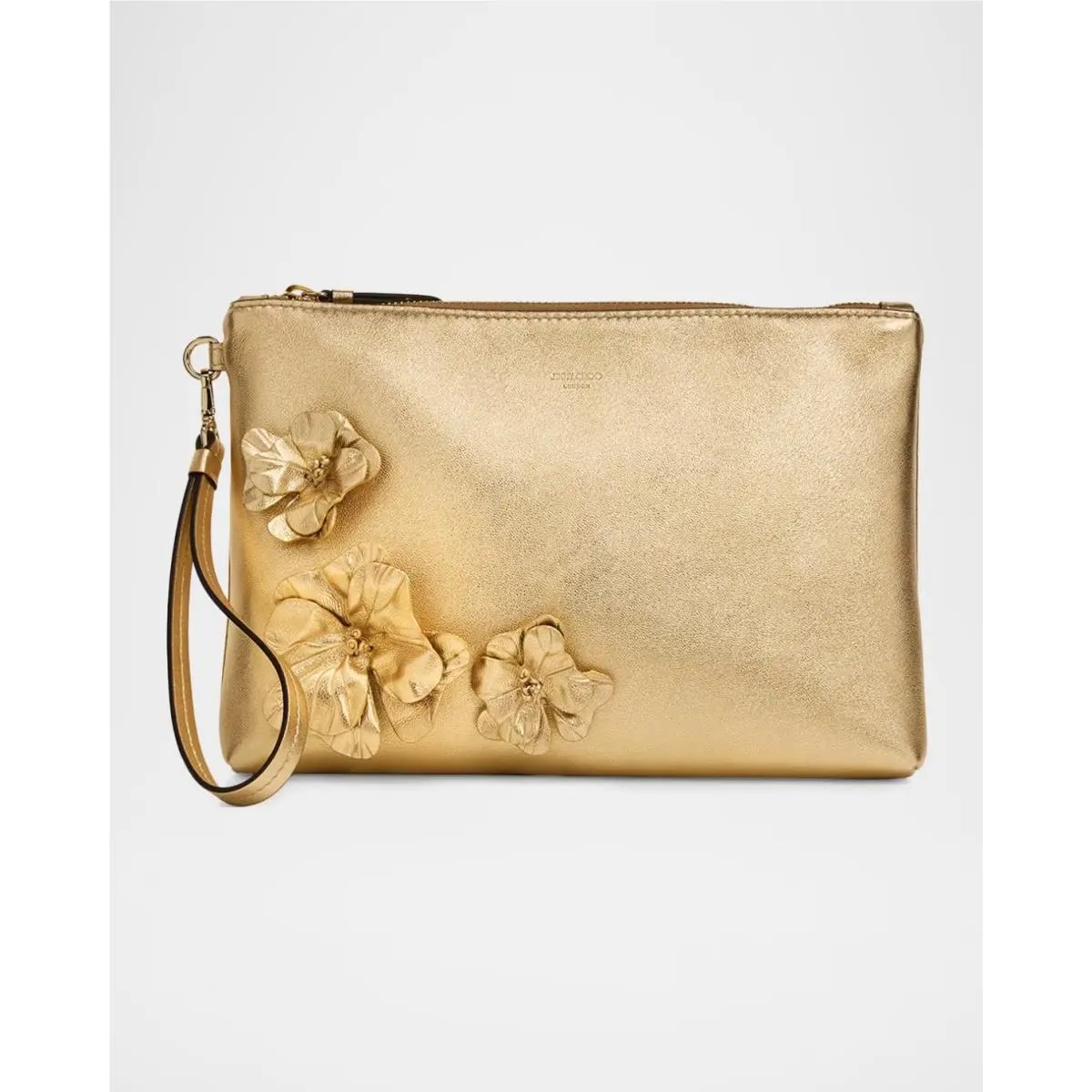 Metallic Leather Pouch Bag Orig. Metallic Gold Leather by Jimmy Choo
