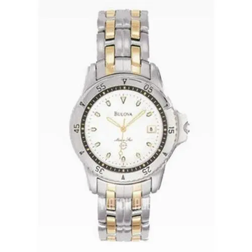 Marine Star Men`s Watch Stainless Steel Two Tone White Dial 98G48 by Bulova
