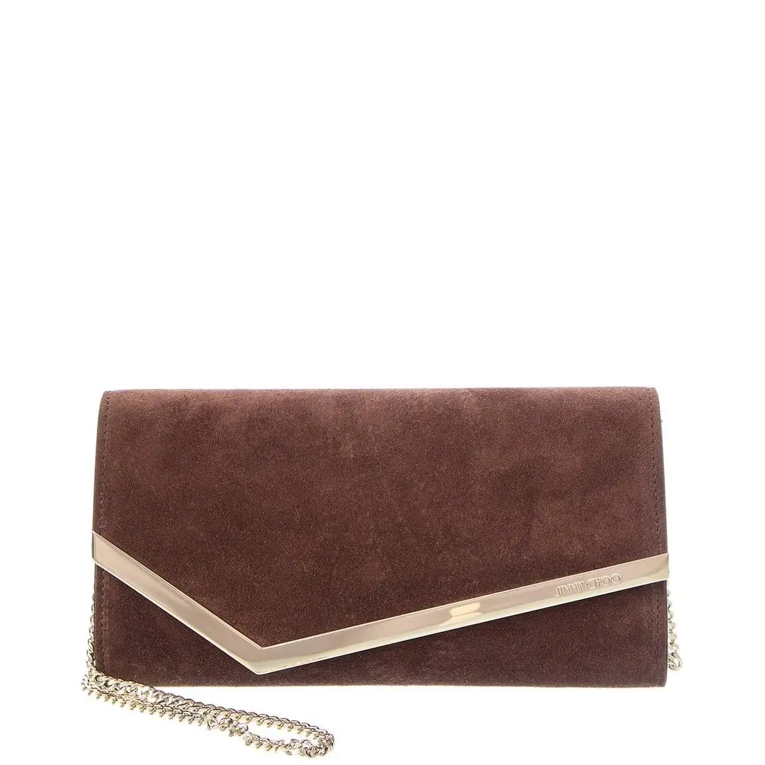 Emmie Suede Clutch Women`s Brown by Jimmy Choo