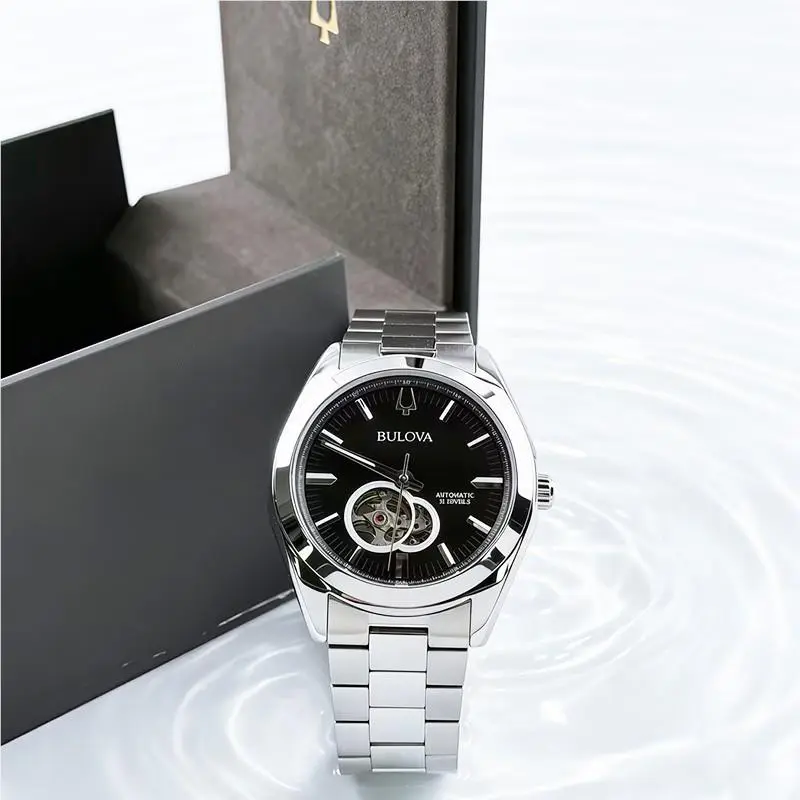 Bulova Surveyor 96A270 Automatic Black Dial Silver Strap Automatic Men`s Watch