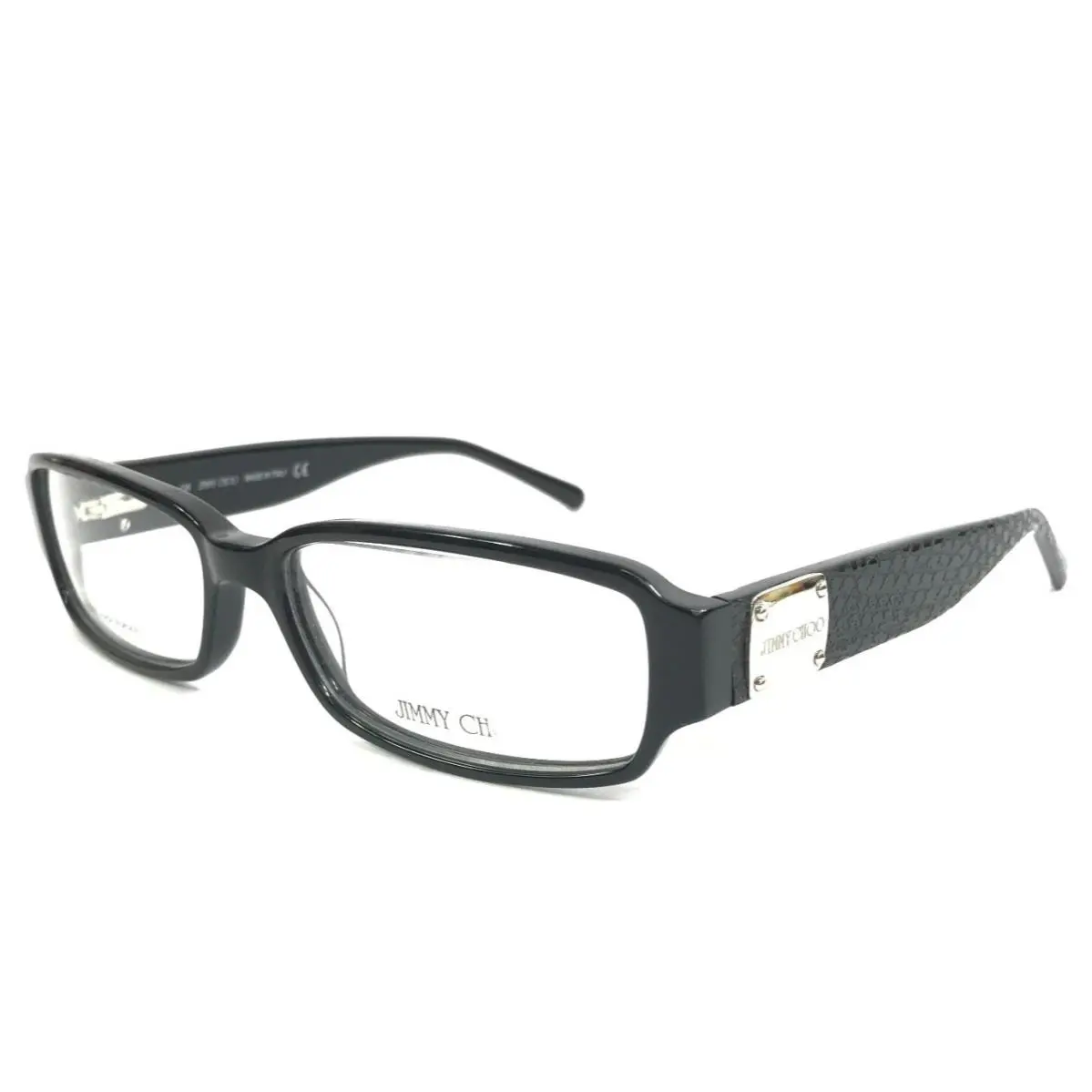 Eyeglasses Frames JC10 0807 Black Silver Snakeskin Full Rim 54-15-135 by Jimmy Choo