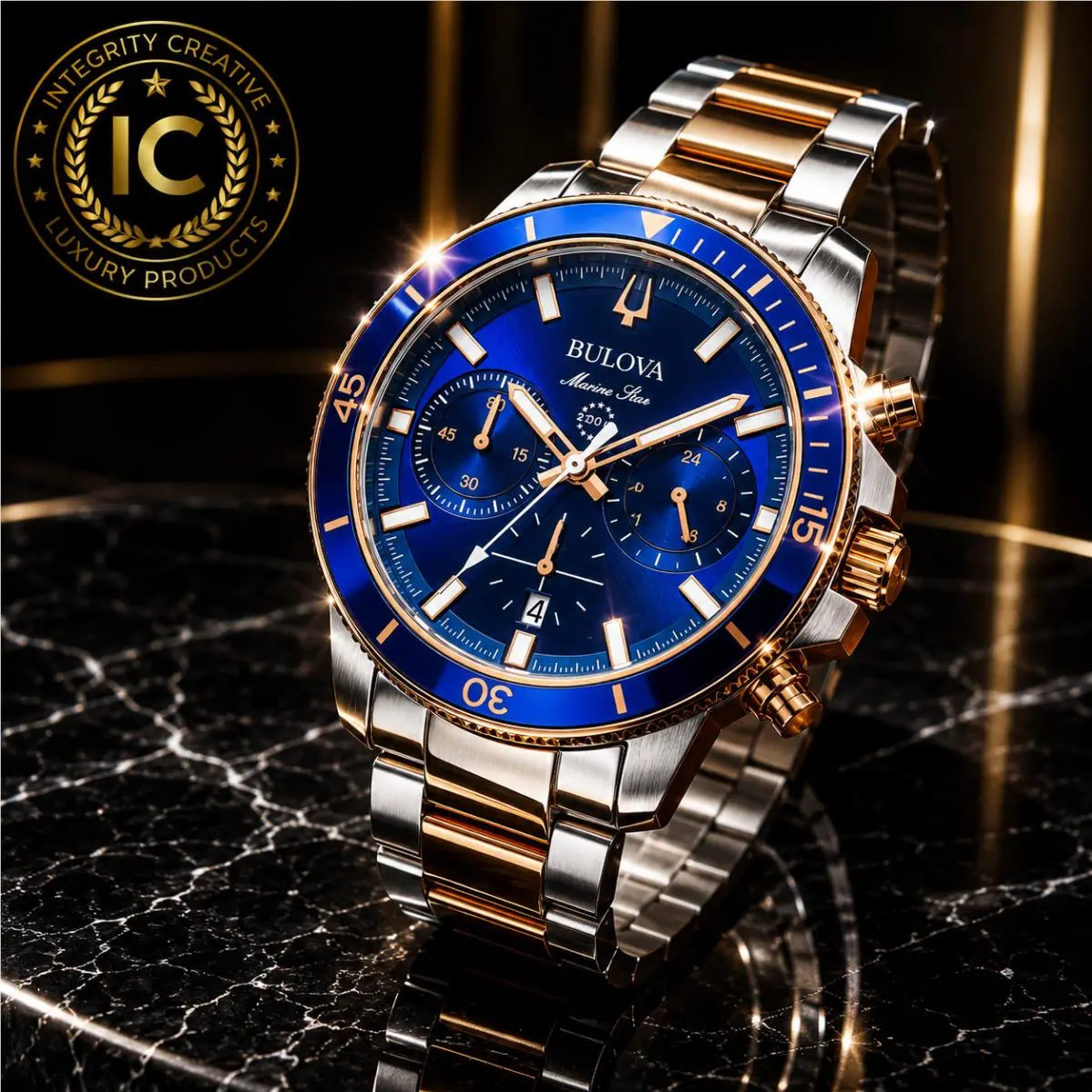 98B301 Men Watch Marine Star 45MM Blue 6-Hand Dial Chronograph Wristwatch by Bulova
