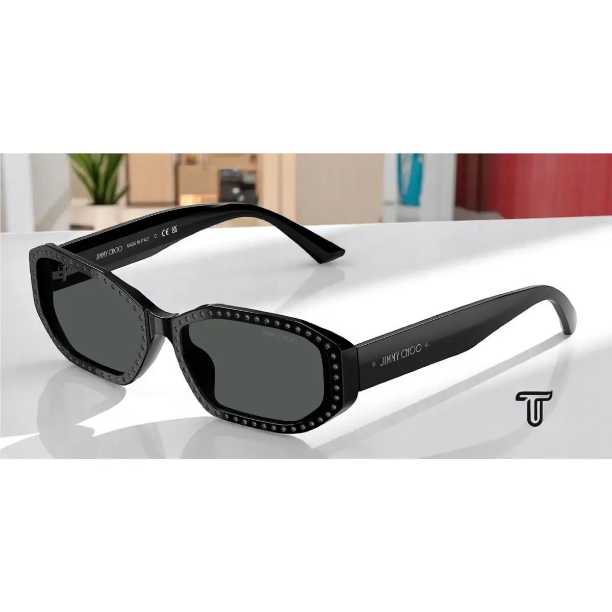 JC5021BU 500087 Black Silver Night Dark Grey 56 mm Women`s Sunglasses by Jimmy Choo