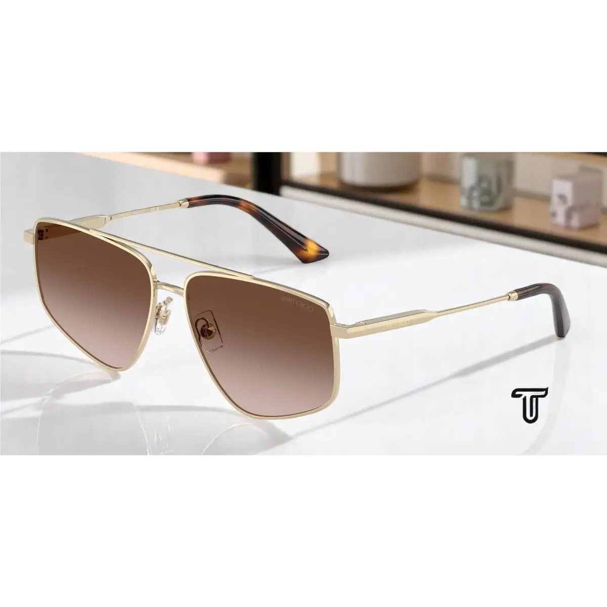 JC4011 300613 Pale Gold Brown Gradient 58 mm Women`s Sunglasses by Jimmy Choo