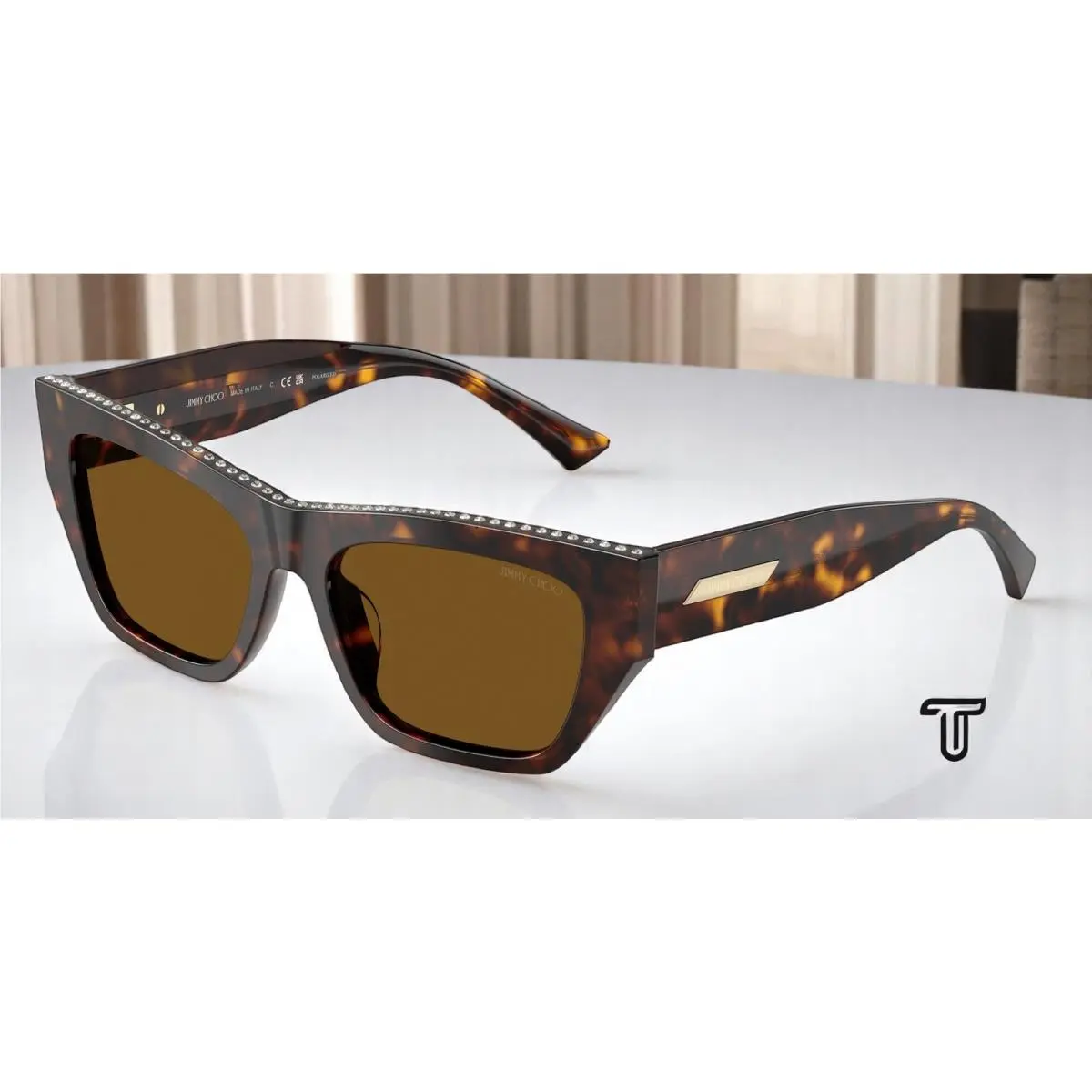 JC5035B 500283 Havana Dk Brown Polarized 54 mm Women`s Sunglasses by Jimmy Choo