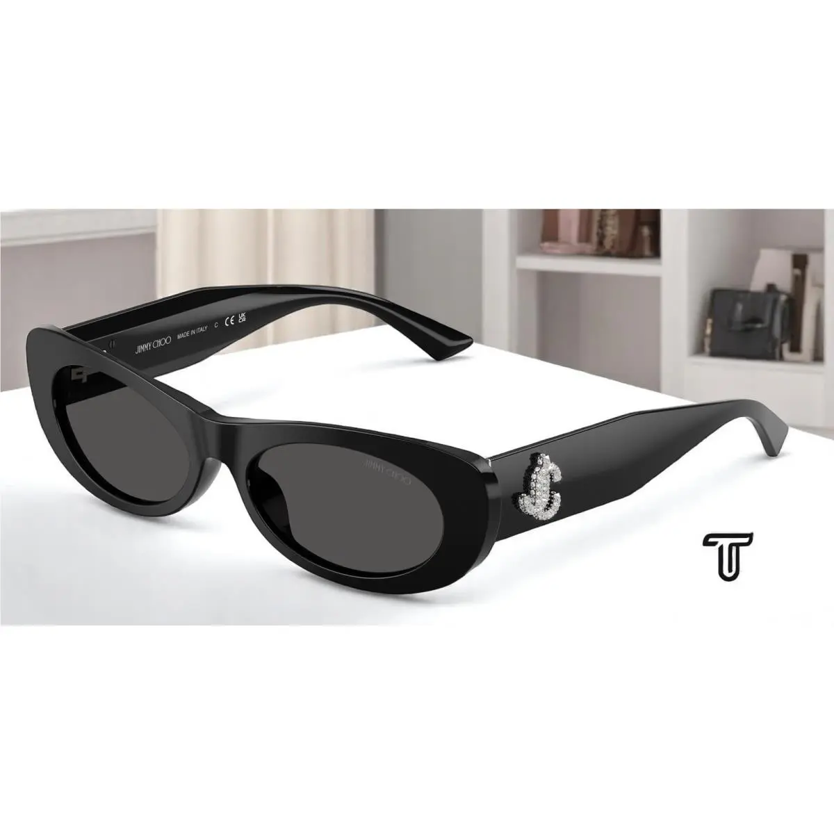 JC5038BU 500087 Black Dark Grey 54 mm Women`s Sunglasses by Jimmy Choo