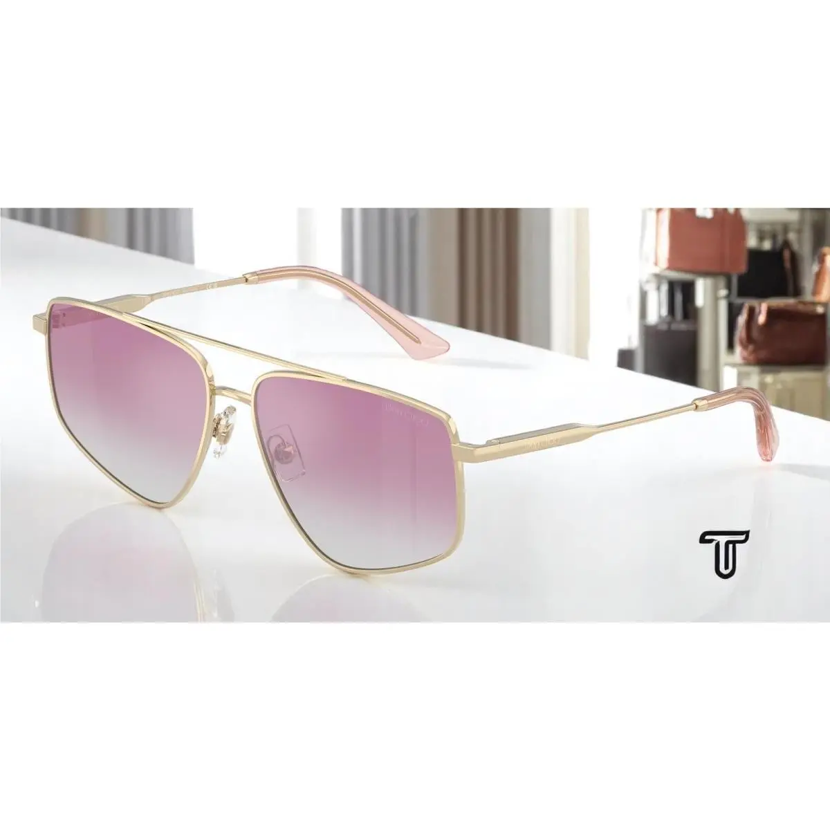JC4011 300658 Pale Gold Grad Fuxia Mir Silver 58 Women`s Sunglasses by Jimmy Choo