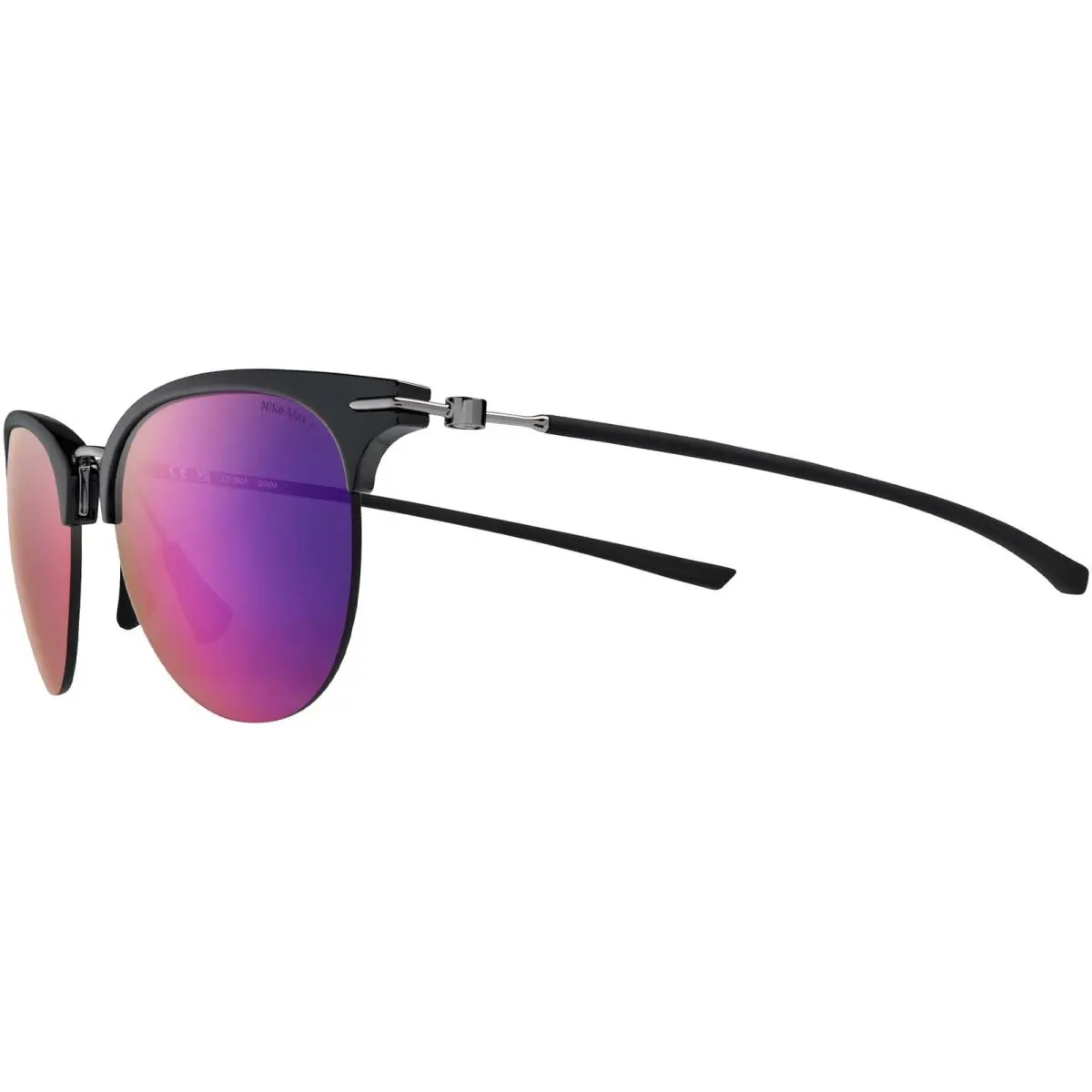 Divot Women`s Semi-rimless Browline Oval Sunglasses - NKEV24038 Black/Infrared (012) by Nike
