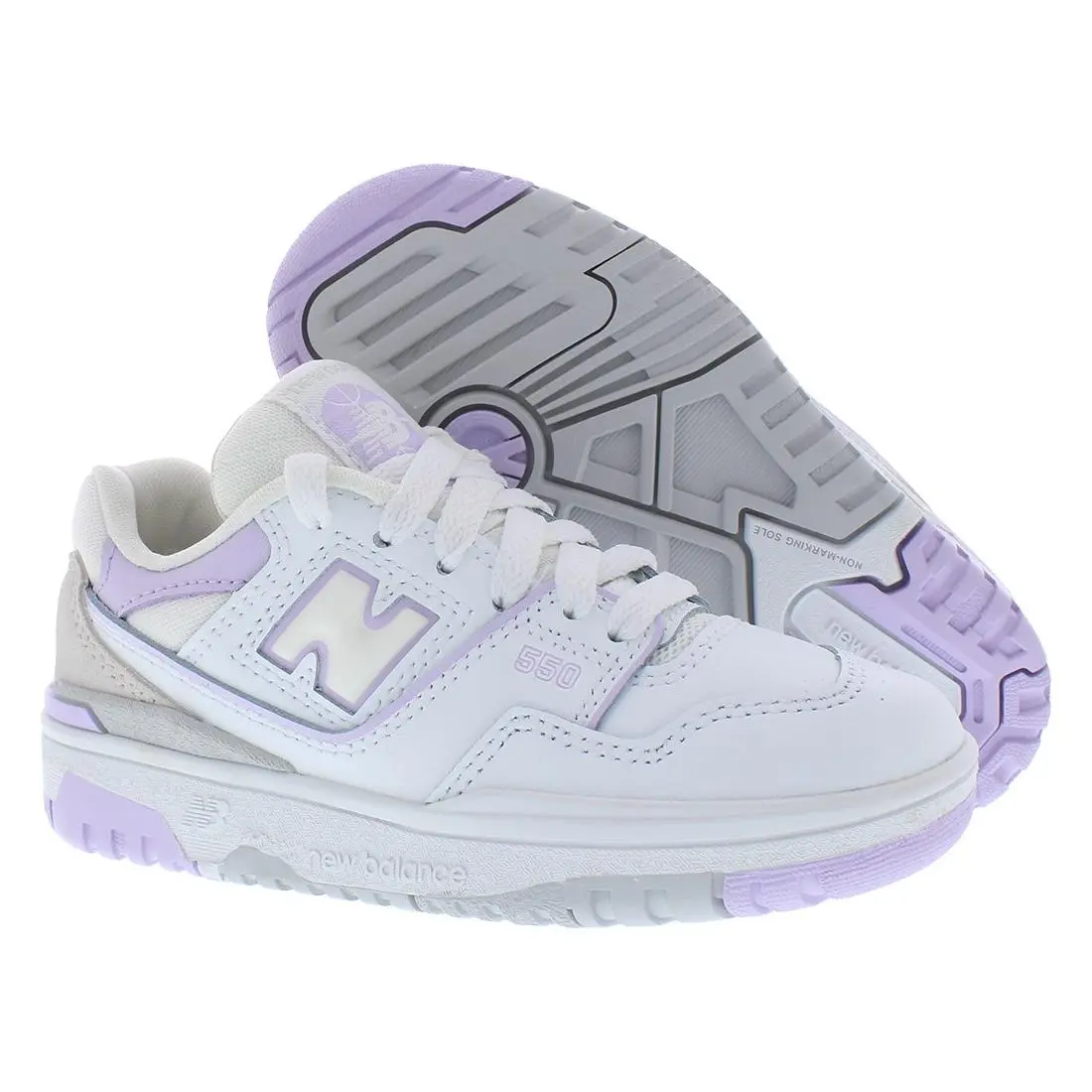 New Balance 550 PS Girls Shoes Size 3 Color: White/purple