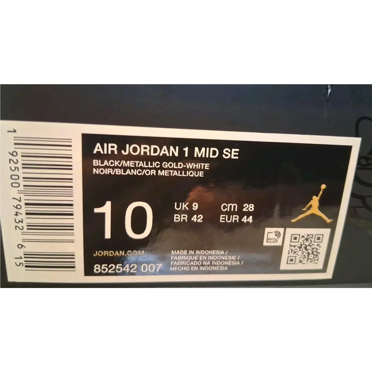 Nike shoes - Air Jordan 1 SE - Air - 852542-007 - Black/Metallic Gold/White 9