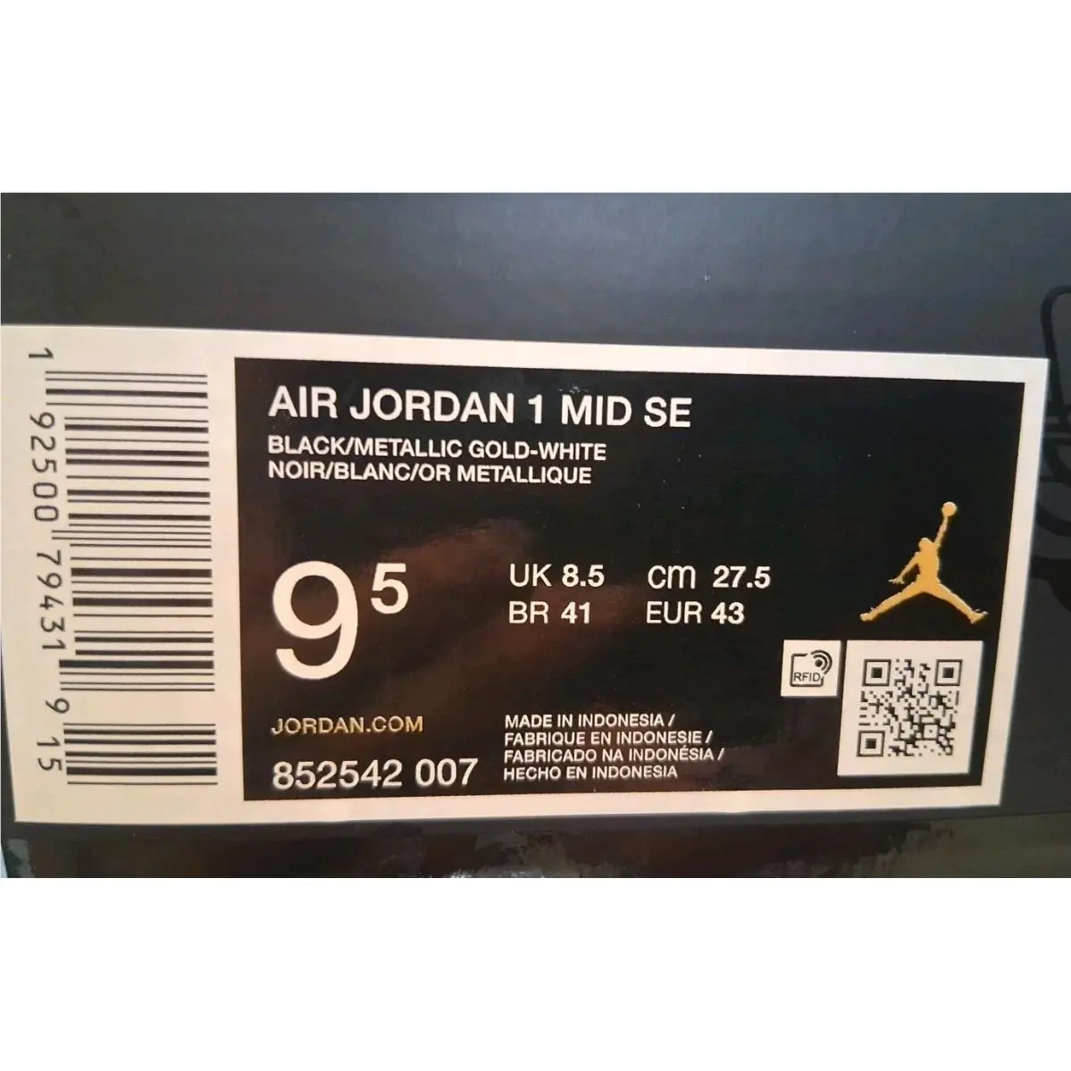 Nike shoes - Air Jordan 1 SE - Air - 852542-007 - Black/Metallic Gold/White 19