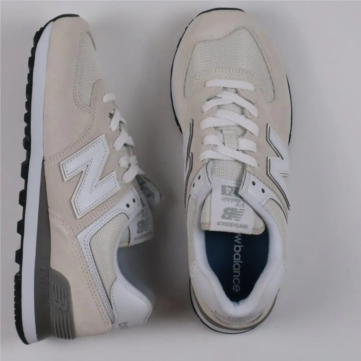 New Balance Sneakers 574 Core Grey White 8.5 Suede Mesh New