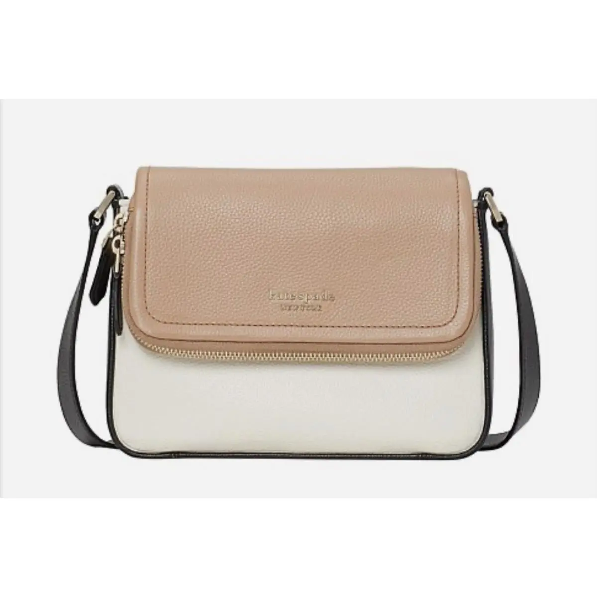 New York Run Around Large Black Colorblocked Flap Crossbody Bag by Kate Spade