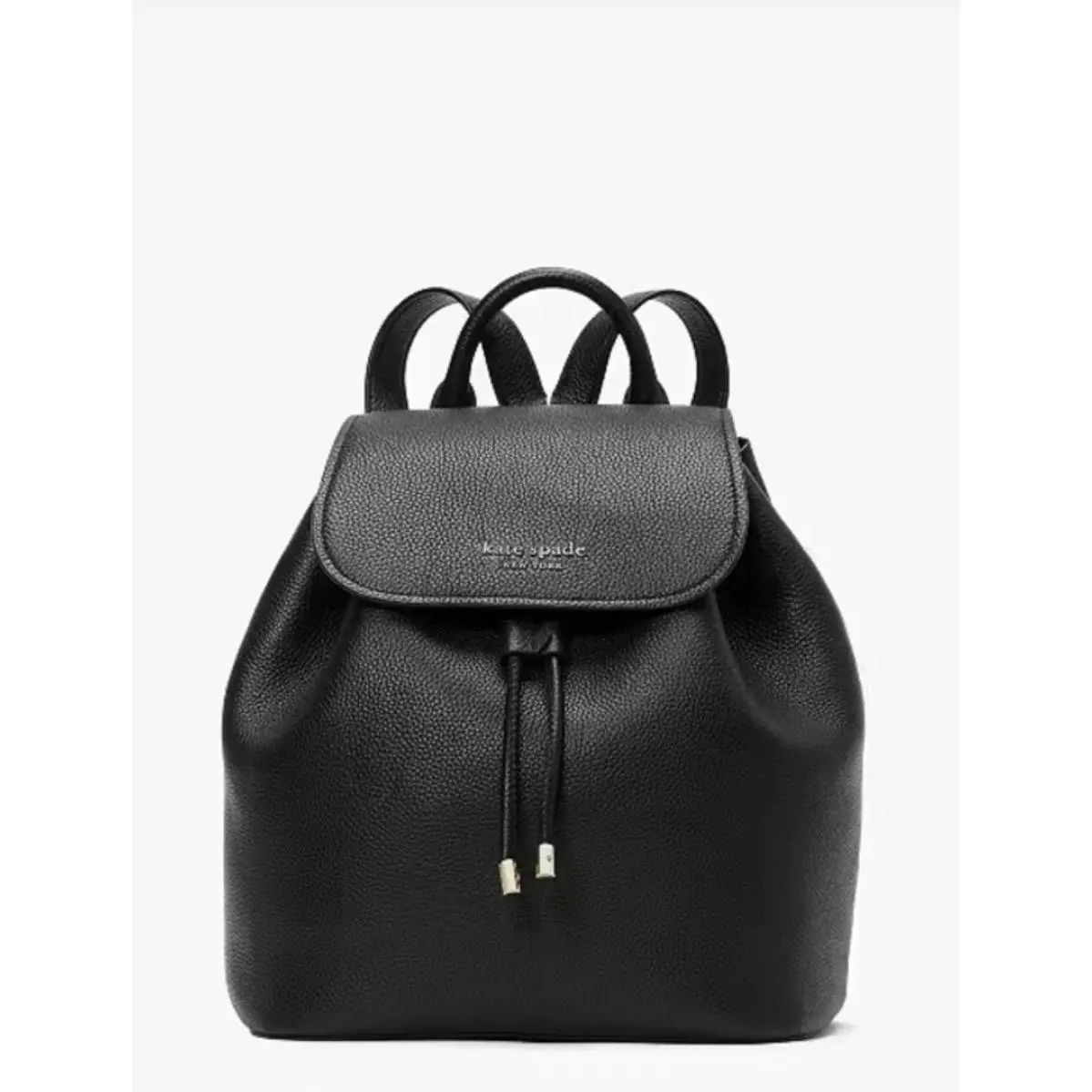 Sinch Medium Flap Backpack Black Pebbled Leather K5489 Gold by Kate Spade